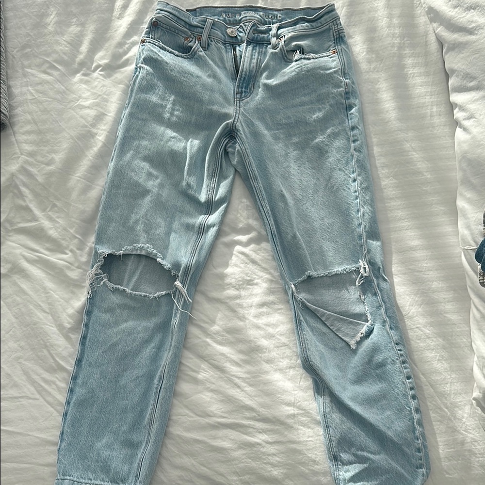 Women's Light Blue Distressed Jeans